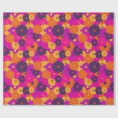 Groovy Paarse en Roze Hippie Flower Power Cadeaupapier (Vlak)