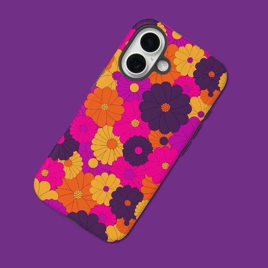 Groovy Paarse en Roze Hippie Flower Power Case-Mate iPhone Case