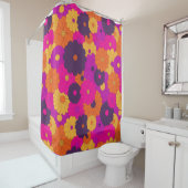 Groovy Paarse en Roze Hippie Flower Power Douchegordijn (In situ)