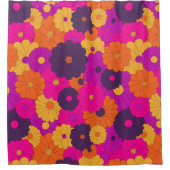 Groovy Paarse en Roze Hippie Flower Power Douchegordijn (Voorkant)
