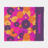 Groovy Paarse en Roze Hippie Flower Power Fleece Deken (Voorkant (Horizontaal))