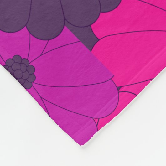 Groovy Paarse en Roze Hippie Flower Power Fleece Deken (Hoek)