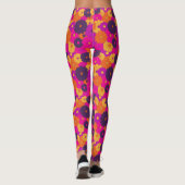 Groovy Paarse en Roze Hippie Flower Power Leggings (Achterkant)