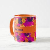 Groovy Paarse en Roze Hippie Flower Power Mok (Voorkant links)