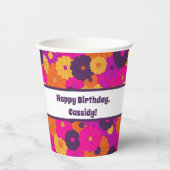 Groovy Paarse en Roze Hippie Flower Power Papieren Bekers (Voorkant)