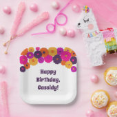 Groovy Paarse en Roze Hippie Flower Power Papieren Bordje (Feest)