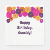 Groovy Paarse en Roze Hippie Flower Power Servet (Voorkant)