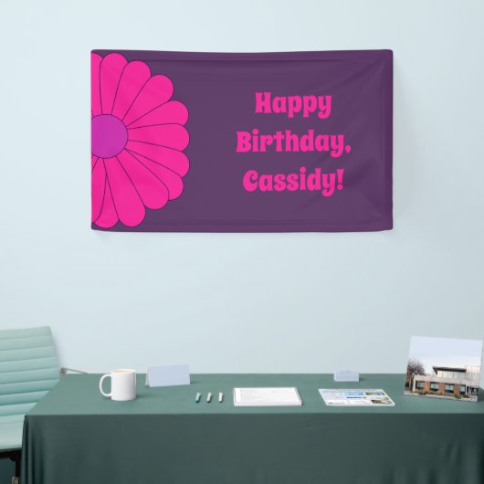 Groovy Paarse en Roze Hippie Flower Power Spandoek (Beurs)