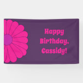 Groovy Paarse en Roze Hippie Flower Power Spandoek (Horizontaal)