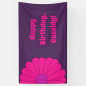 Groovy Paarse en Roze Hippie Flower Power Spandoek (Verticaal)