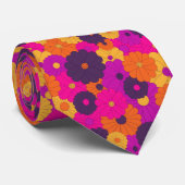 Groovy Paarse en Roze Hippie Flower Power Stropdas (Opgerold)