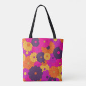 Groovy Paarse en Roze Hippie Flower Power Tote Bag (Achterkant)
