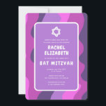 Groovy Paarse golven Star David Custom Bat Mitzvah Kaart<br><div class="desc">Perfecte kaart om een vleermuismitswa of andere joodse viering aan te kondigen! Hand gemaakte kunst voor u met handlettering aan de achterkant! VOLLEDIG ! Klik op "Personaliseren" hierboven om de tekst te bewerken. Klik op "bewerken met behulp van design tool" om de lettertypen, kleuren en plaatsingen aan te passen en...</div>