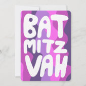 Groovy Paarse golven Star David Custom Bat Mitzvah Kaart (Achterkant)
