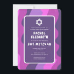 Groovy Paarse golven Star David Custom Bat Mitzvah Kaart<br><div class="desc">Perfecte kaart om een vleermuismitswa of andere joodse viering aan te kondigen! Hand gemaakte kunst voor u met handlettering aan de achterkant! VOLLEDIG ! Klik op "Personaliseren" hierboven om de tekst te bewerken. Klik op "bewerken met behulp van design tool" om de lettertypen, kleuren en plaatsingen aan te passen en...</div>