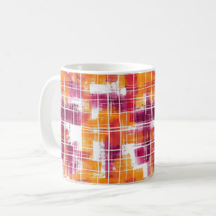 Groovy Paarse Oranje Geruit Strepen Koffiemok