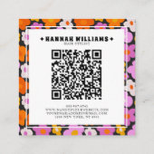 Groovy Paarse Roze QR Code Bloemen Haar Stylist Vierkante Visitekaartje (Achterkant)