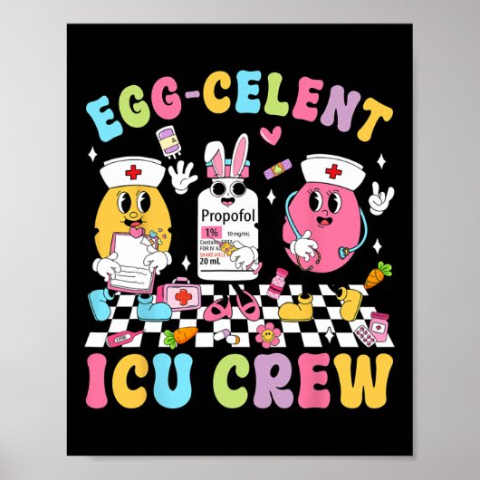Groovy Paasdag Ei-celent Icu Crew Bunny Nurse Poster (Voorkant)
