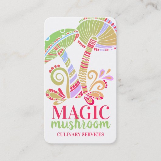 Groovy paddenstoelen chef catering culinair visitekaartje (Voorkant)