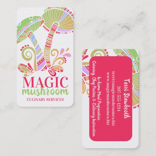 Groovy paddenstoelen chef catering culinair visitekaartje (Voorkant / Achterkant)