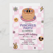 Groovy pancake party invitation kaart (Voorkant / Achterkant)