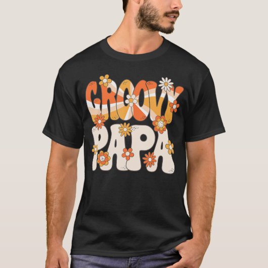 Groovy Papa 70s Hippie Theme Party 70s Mannen T-shirt (Voorkant)