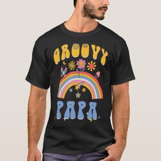 Groovy Papa Bloemen Regenboog Hippie 70s 60s Match T-shirt