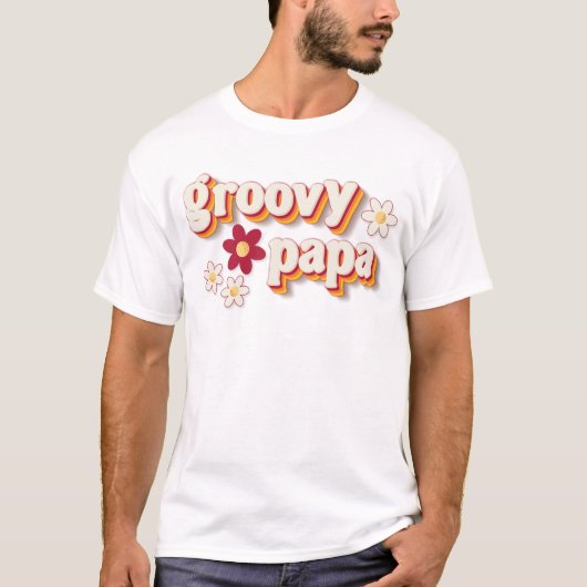 Groovy Papa T-shirt | Retro Daisy Boho Verjaardag  (Voorkant)