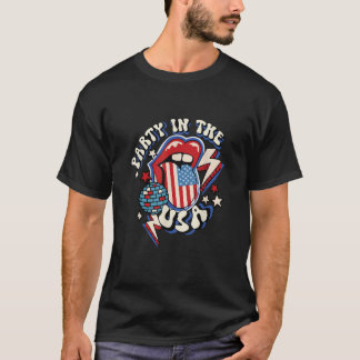 Groovy Party In De VS Tonglippen USA Vlag 4th O T-shirt