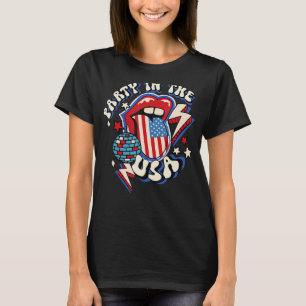 Groovy Party In De VS Tonglippen USA Vlag 4th O T-shirt