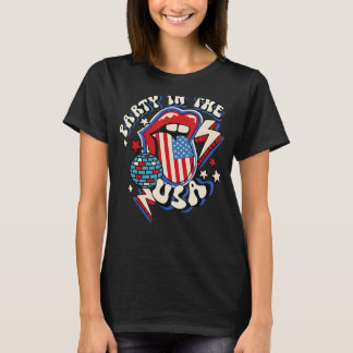 Groovy Party In De VS Tonglippen USA Vlag 4th O T-shirt