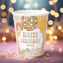 Groovy Party Retro Hippie 70s Regenboog Verjaardag Papieren Bekers