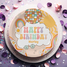 Groovy Party Retro Hippie 70s Regenboog Verjaardag Papieren Bordje