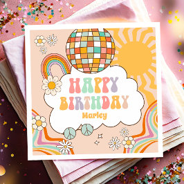 Groovy Party Retro Hippie 70s Regenboog Verjaardag Servet