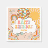 Groovy Party Retro Hippie 70s Regenboog Verjaardag Servet (Voorkant)