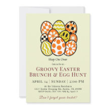 Groovy Pasen Brunch Eierspel Uitnodiging