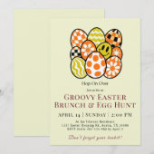 Groovy Pasen Brunch Eierspel Uitnodiging (Voorkant / Achterkant)