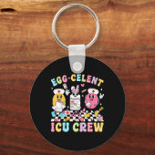 Groovy Pasen Dag Ei-celent Icu Team Bunny Verpleeg Sleutelhanger (Voorkant)