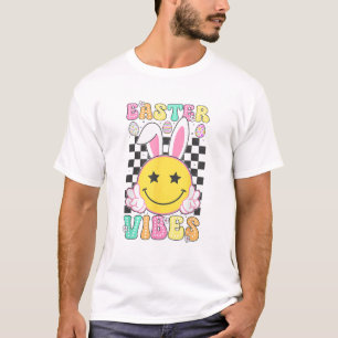Groovy Pasen Vibes Konijn Pasen Dag Smile Face Gi T-shirt