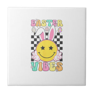 Groovy Pasen Vibes Konijn Pasen Dag Smile Face Gi Tegeltje