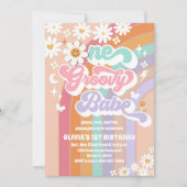 Groovy Pastel 1e Verjaardagsuitnodiging Kaart (Voorkant)