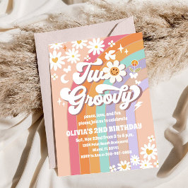 Groovy Pastel 2nd Birthday Invitation Kaart