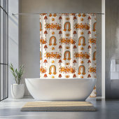 Groovy Pastel Curtain 60th Terracotta Bloom Art Douchegordijn