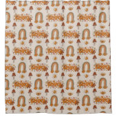 Groovy Pastel Curtain 60th Terracotta Bloom Art Douchegordijn (Voorkant)
