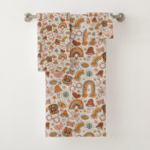 Groovy Pastel Handdoek 60s Terracotta Bloem Accent (Insitu)