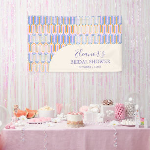 Groovy Pastel Lijn Periwinkle Bruiloftsfeest Aange Spandoek