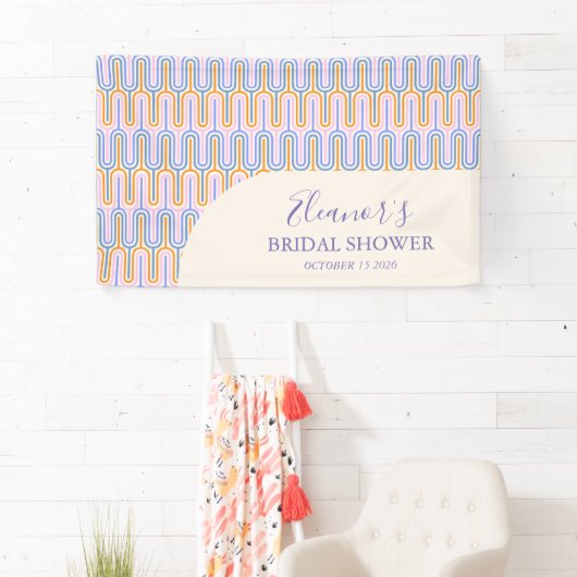 Groovy Pastel Line Periwinkle Vrijgezellenfeest Aa Spandoek (Insitu)