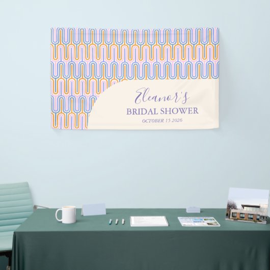 Groovy Pastel Line Periwinkle Vrijgezellenfeest Aa Spandoek (Beurs)