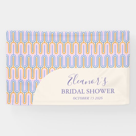 Groovy Pastel Line Periwinkle Vrijgezellenfeest Aa Spandoek (Horizontaal)