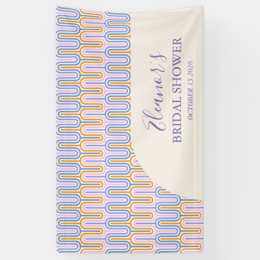 Groovy Pastel Line Periwinkle Vrijgezellenfeest Aa Spandoek (Verticaal)